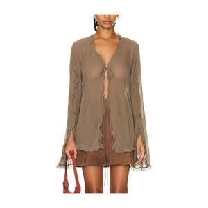 Acne Studios Long Sleeve Tan Viscose Blouse Size 42